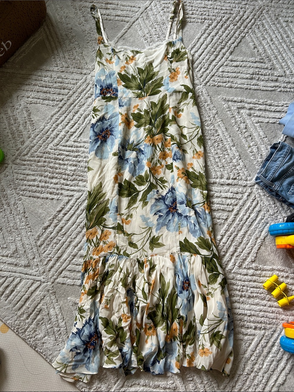 Reformation Floral Maxi Dress in Blue & Green